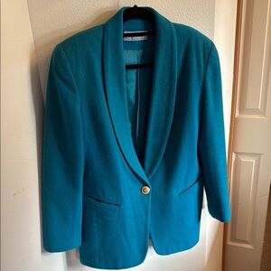 Blue Tailored Blazer with Shawl Collar